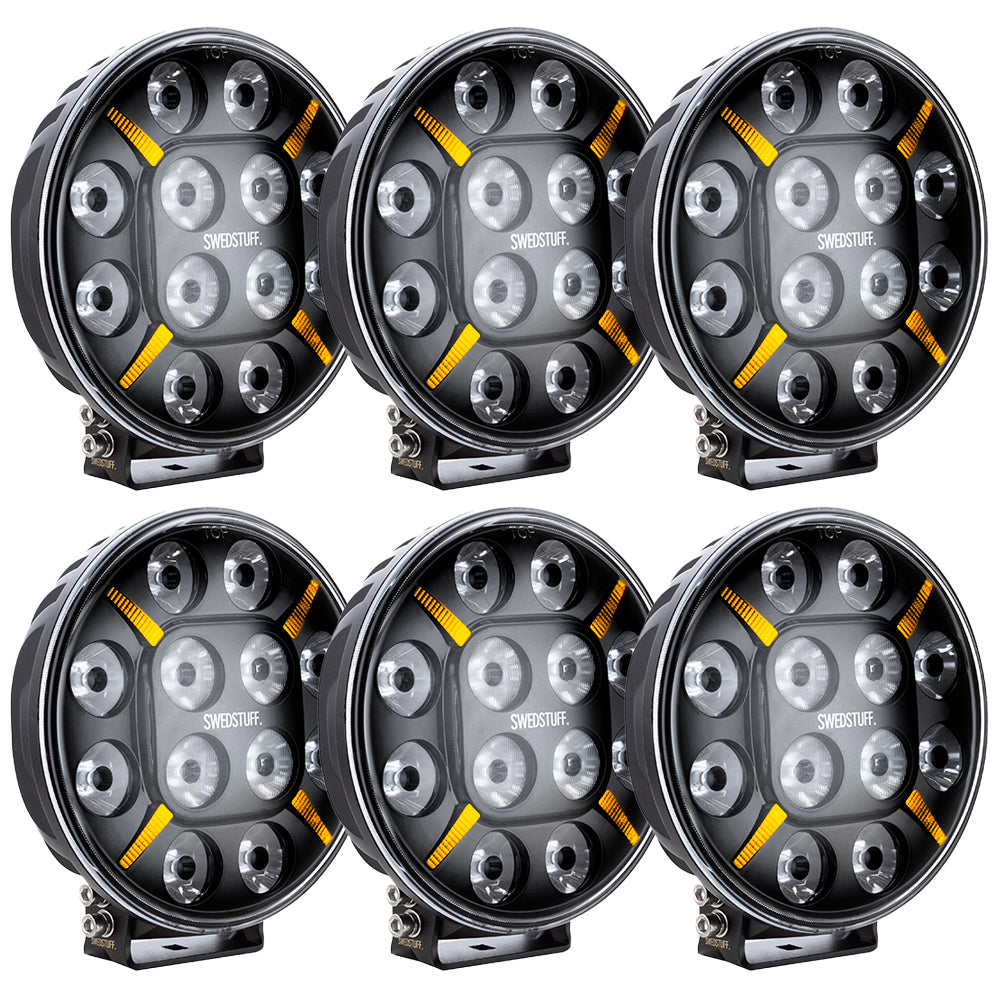 6 x SWEDSTUFF 9" LED Spot Lights with Amber / White Position Lights